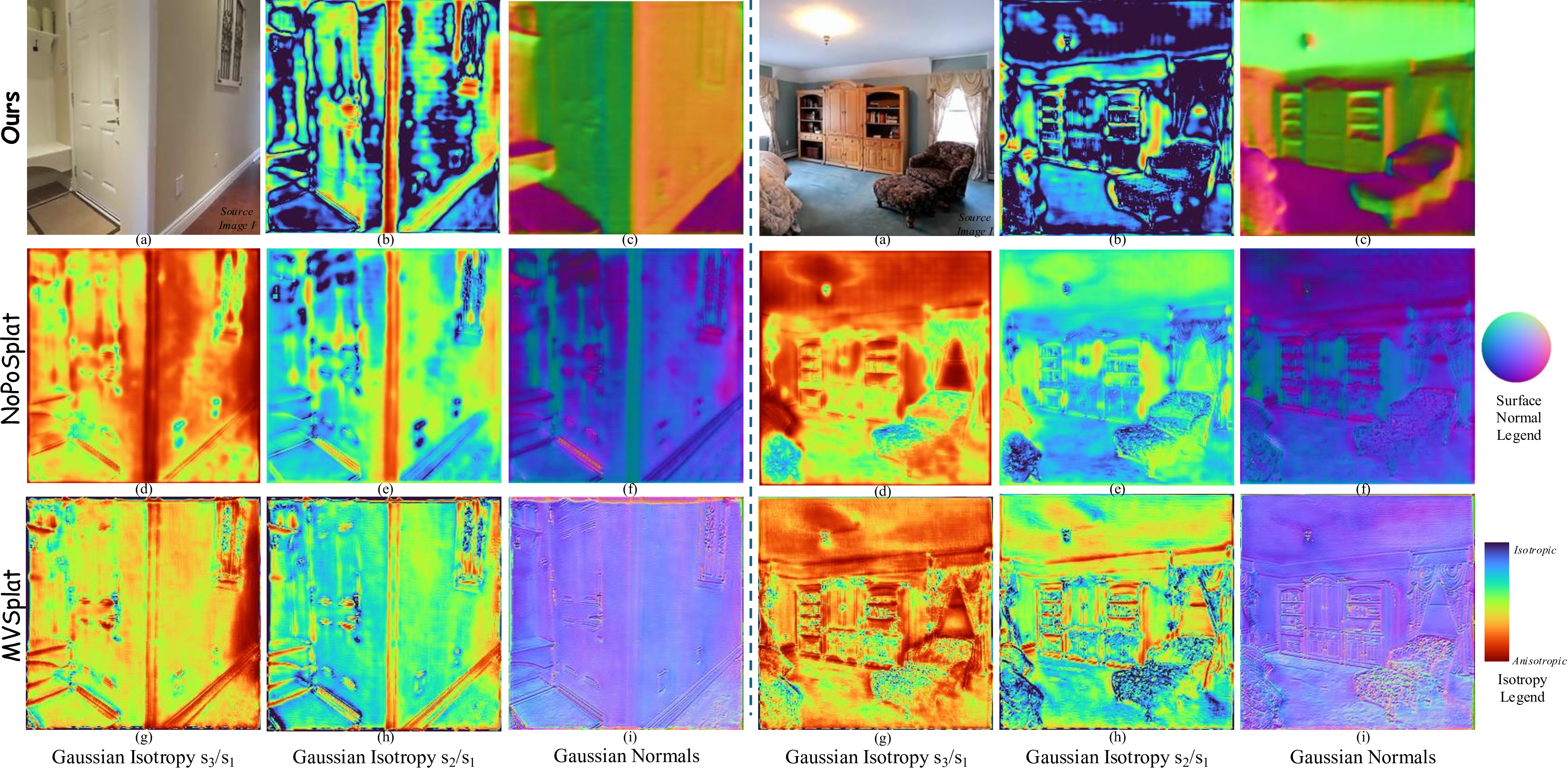 Qualitative comparison of predicted Gaussian parameters
